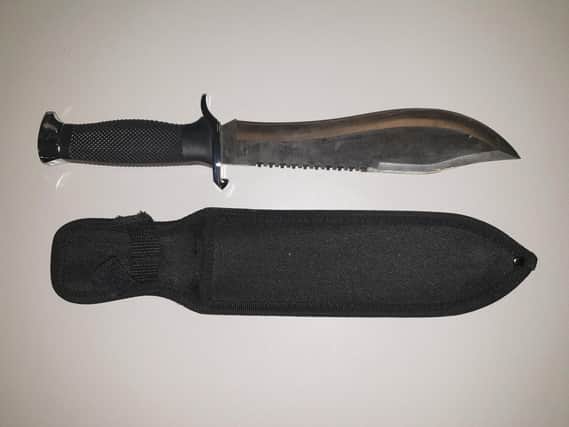 The knife removed from a youth in Blackpool by police last night