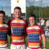 Fylde's (from left) Tom Forster, Matt Garrod and Adam Lanigan all came through the club's min-juniors and scored in the first-team win over Harrogate last weekend
