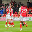 Danny Andrew celebrates bringing Fleetwood Town level Picture: Sam Fielding/PRiME Media Images Limited