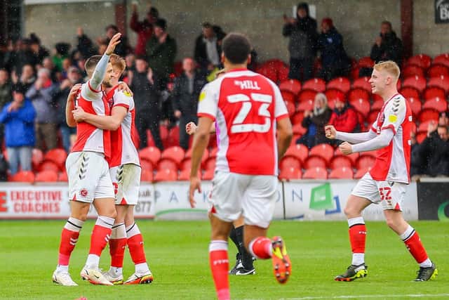 Danny Andrew celebrates bringing Fleetwood Town level Picture: Sam Fielding/PRiME Media Images Limited