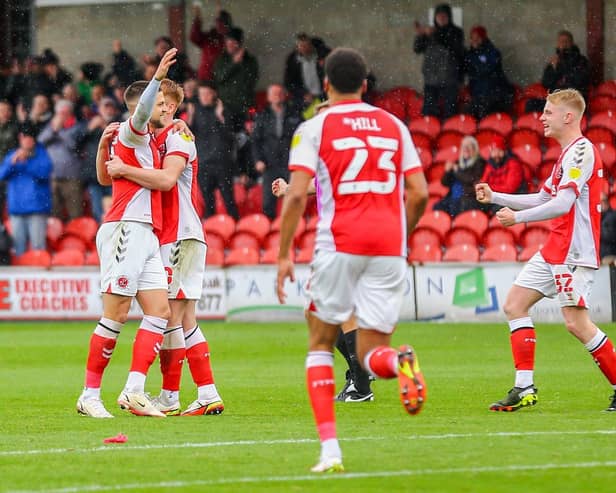 Danny Andrew celebrates bringing Fleetwood Town level Picture: Sam Fielding/PRiME Media Images Limited
