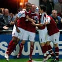 Nathan Pond (left) is linking up with Jamie Milligan (second left) at Bamber Bridge