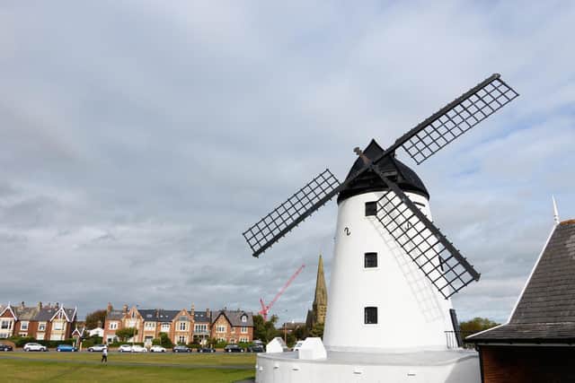 Lytham Windmill with its damaged sail now removed.