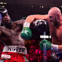 Tyson Fury goes on the attack against Deontay Wilder. Picture: Getty Images