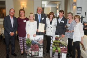 Yvonne Ball (centre right) with Lytham In Bloom officials, volunteers, prizewinners and other guests at the presentation ceremony