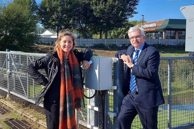 Environment minister Rebecca Power with Fylde MP Mark Menzies at the pumping station in Lytham