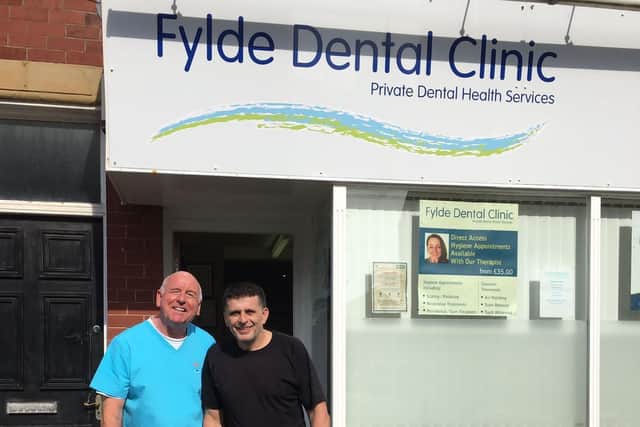 Mike Brindle (pictured left) made Matt Bonnell (pictured right) a brand new upper denture for free after reading his story online