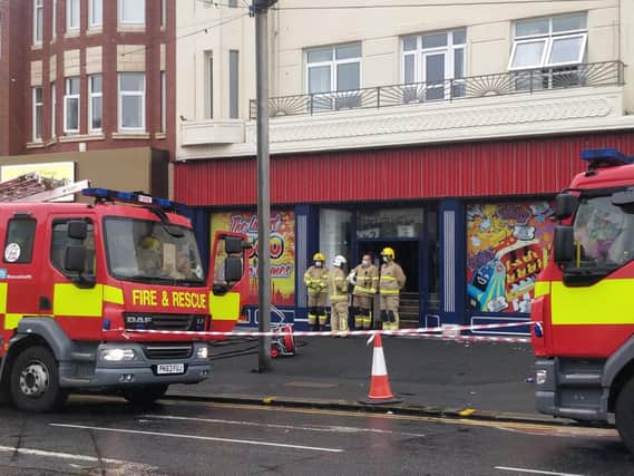 Four fire engines responded to an incident at Harts Amusements in Bispham.