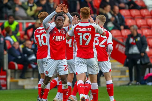 Jay Matete and Ged Garner celebrate as Fleetwood Town earned three points at the weekend Picture: Sam Fielding/PRiME Media Images Limited