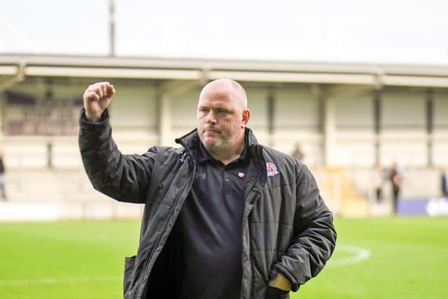 Jim Bentley celebrated another three points for AFC Fylde Picture: Steve McLellan