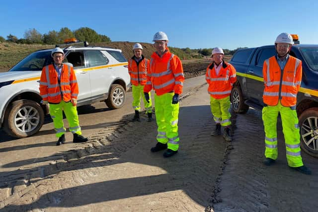 Blackpool North and Cleveleys MP Paul Maynard visiting National Highways and Kier staff at the A585