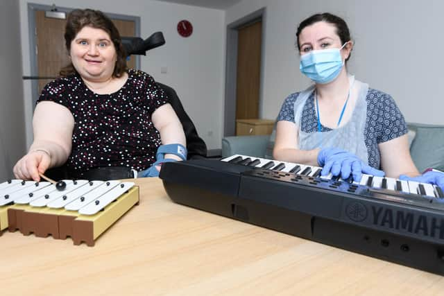 Charlie and Clare in a one to one therapy session          Photo: Kelvin Stuttard