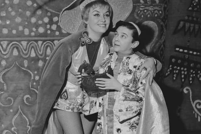 British singer Yana  and comic actor Jimmy Clitheroe rehearsing for the Christmas pantomime 'Aladdin' in 1963. Photo: Getty Images