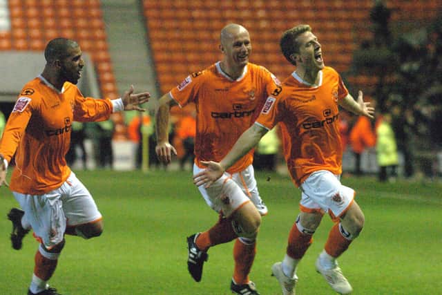 Billy Clarke celebrates after giving Blackpool the lead after just 23 seconds