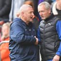 PNE boss Frankie McAvoy shakes the hand of Neil Critchley prior to kick-off