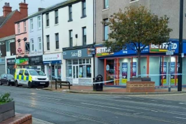 The BetFred shop in Lord Street was cordoned off on Sunday (October 24) after a woman in her 30s was raped outside its entrance at around 3.30am that morning