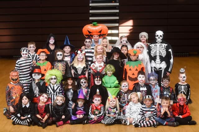Staff and pupils from Anchorsholme Academy who dressed up for Halloween