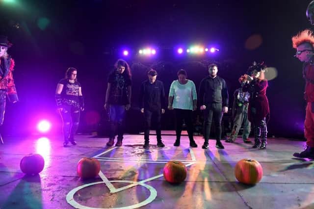 Charlie Mulholland (far right of the line) prepares to take on the final squid game challenge