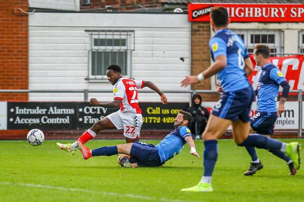 Shayden Morris scores Fleetwood's third against Wycombe