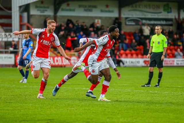 Shayden Morris celebrates his equaliser in Fleetwood Town's weekend draw Picture: Sam Fielding/PRiME Media Images Limited