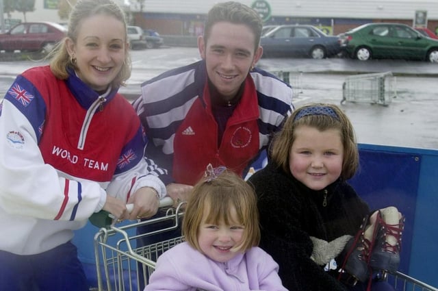 British Olympic Ice skating team members Zoe Jones and Alan Street with Blackpool youngsters Hannah Crabtree and Samantha Gillott at the ASDA Fun day on Ice, in 2000