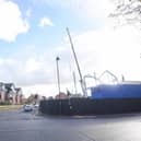 Steelwork is going up on the site of the former Royal Oak pub in Poulton
