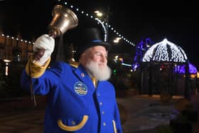St Annes town crier John Spencer-Barnes at the switch-on ceremony in 2019