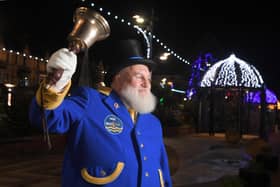 St Annes town crier John Spencer-Barnes at the switch-on ceremony in 2019