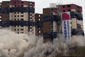 Moor Lane flats come tumbling down