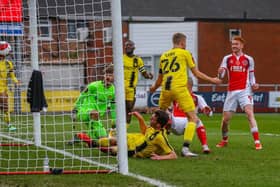 Joe Garner puts Fleetwood ahead against Burton in the FA Cup