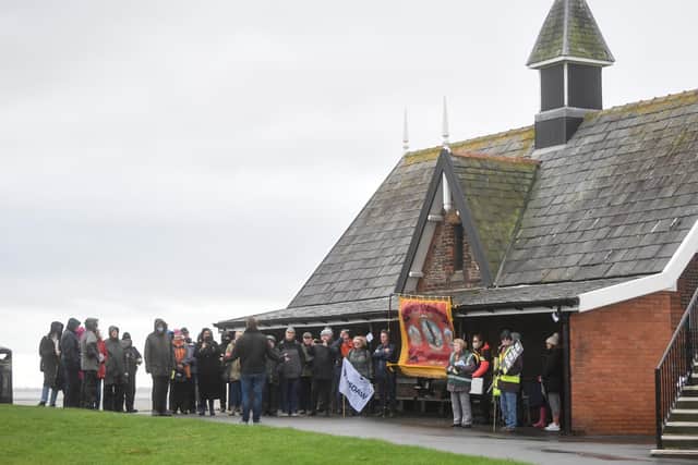 The protesters gathered at Lytham Windmill