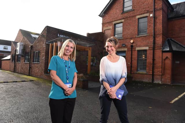 Menopause Ambassador Anita Turner (left) and Dr Ewa Craven outside Lostock Hall Medical Centre   Photo: Neil Cross