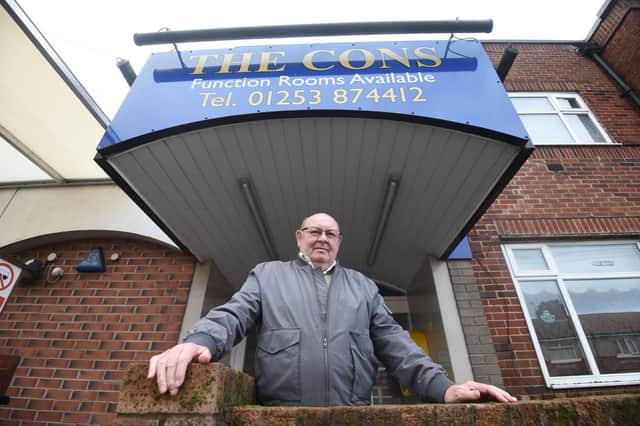 Vandals have targeted the roof of Fleetwood Conservative Club. Pictured  is Stephen Clarke.