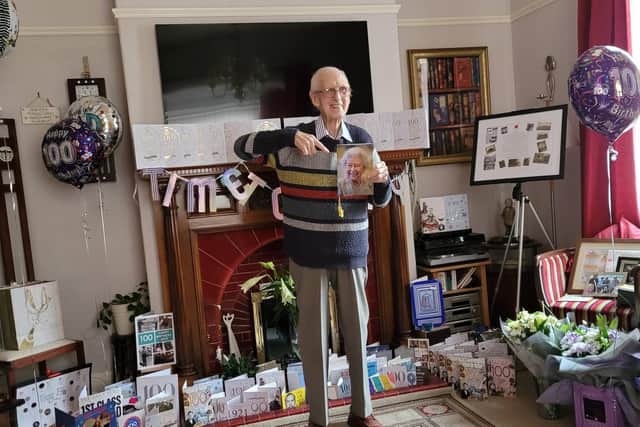 Jack Rhodes celebrates his 100th birthday at home in Bispham