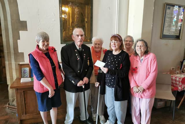 The community craft group at St Cuthbert’s Church, Lytham, raised £100 for the Royal British Legion 
Picture by Sasha Wallbank: Lana Ross, Spencer Leader, Hazel Lanigan, Liz Willis, Thelma Band and Christine Holliday.