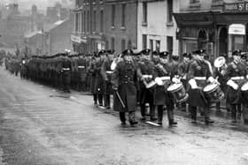 Procession on Poulton Street, Kirkham on Remembrance Sunday, November 1953