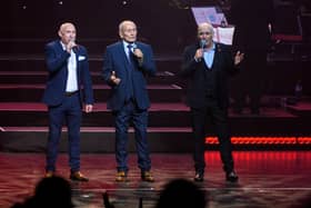 Tommy Cannon on the Blackpool Opera House stage with Bobby Ball's sons Robert and Darren at Rock On -The Variety Show.