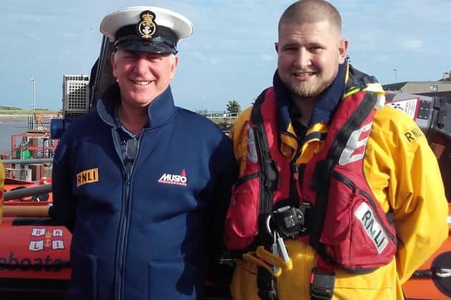 Tony Cowell (left) has been succeeded by Daryl Randles as coxswain of Fleetwood RNLI