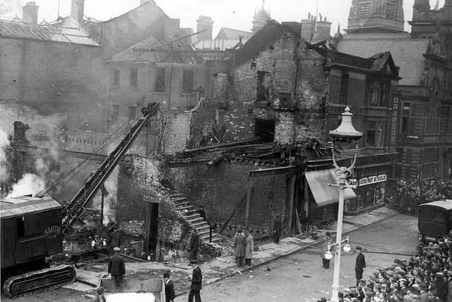 The scene as Boots was reduced to rubble following the blaze in 1936