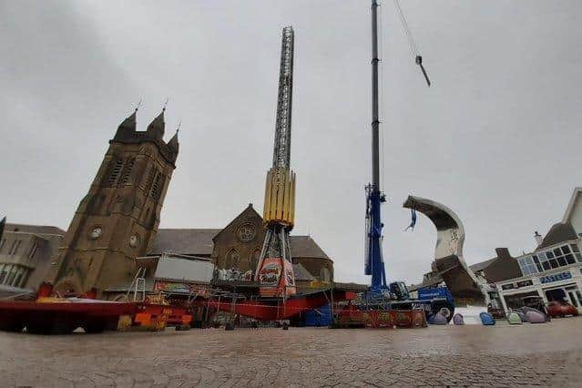 The assembly of the Star Flyer ride in Blackpool has now been halted