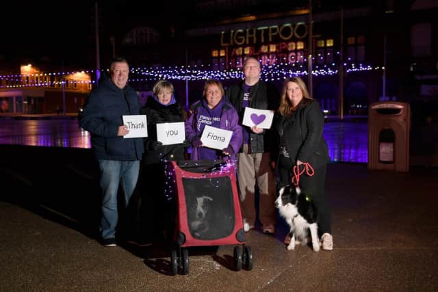 Blackpool Tower lit up purple for Pancreatic Cancer awareness day
Pancreatic Cancer UK supporters (from left, Steven and Jackie Armitage, volunteer lead for Pancreatic Cancer UK Lynn Quigley, Paul Quigley and Nicola Hayden