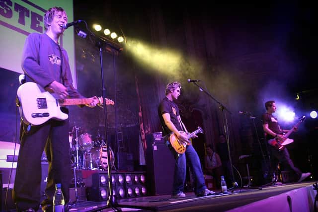 Busted on stage in Blackpool, 2003