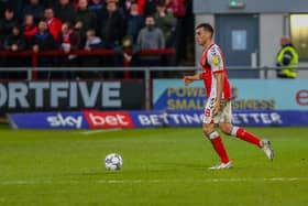 Harrison Holgate made his Fleetwood comeback in Saturday's game against Morecambe