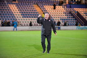 After celebrating a league victory at Telford, AFC Fylde boss Jim Bentley aims to start a run in the FA Trophy against Gateshead Picture: STEVE MCLELLAN