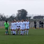 A team huddle for Fylde ahead of their FA Cup tie against Burnley
Picture: FYLDE WOMEN