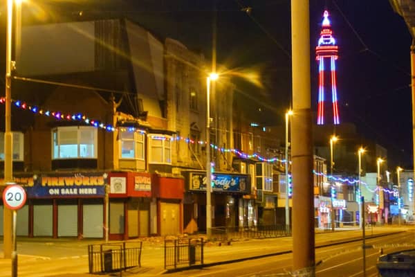 Damage to the building on the corner of Springfield Road and the Prom in Blackpool on Friday night