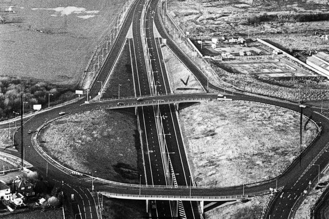 A great aerial shot of Yeadon Way when it was still under construction in 1980.
The road followed the old railway line to the site of Central Station and is named after Lancashire County Council surveyor Harry Yeadon. It was opened in  January 1986.