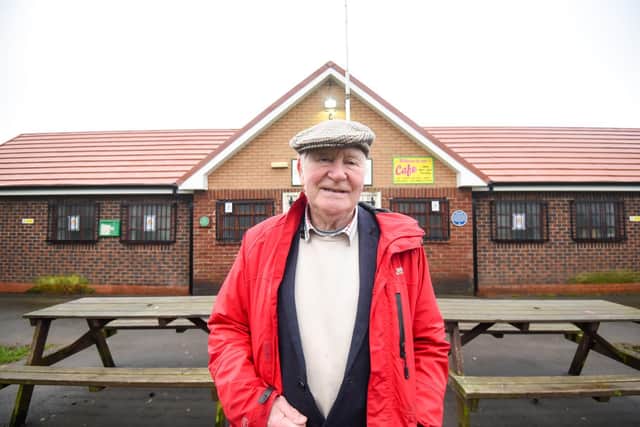 Coun David O'Hara outside the pavilion which has a new roof