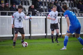 Rob Apter on the ball for Bamber Bridge against Basford United last weekend (photo:Ruth Hornby)