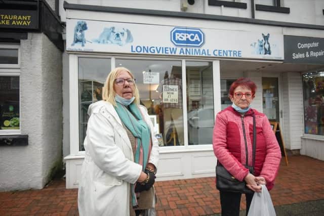 Tanya Marshall and Annette Walker outside the RSPCA shop, which is the only charity shop in the area